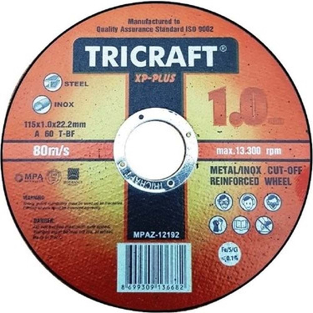 (MEŞEM) 115*1.0*22MM İNOX KESİCİ TAŞ