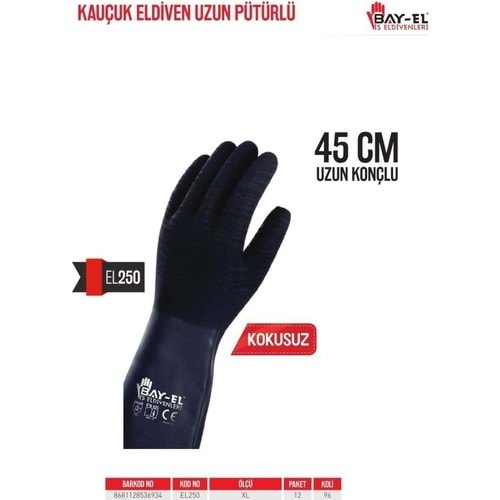 (BAY-TEC) KAUÇUK ELDİVEN SİYAH XL(EL200)