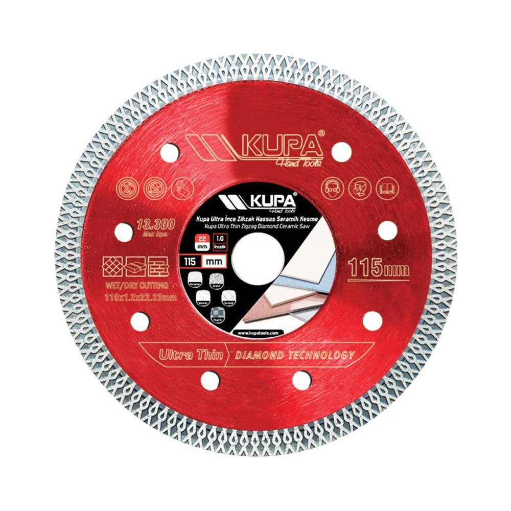 KUPA 115MM ULTRA İNCE ZİKZAK HASSAS SERAMİK KESME
